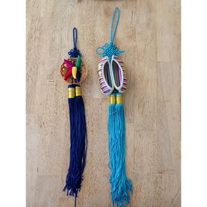 Pair Of Gomusin Tassels Shoes & Rainbow Silk Chilis‎ Basket